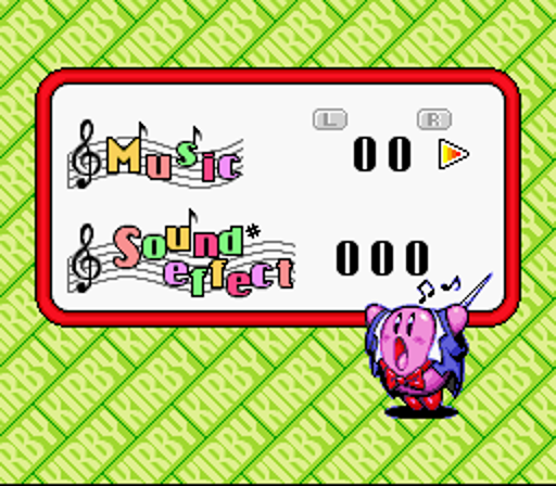 The sound test screen